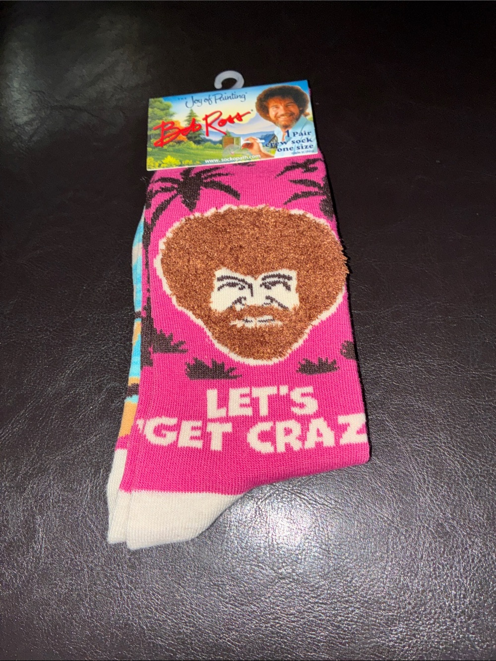 Hot Sox Bright Pink 'Let's Get Crazy' Crew Socks with Character Face